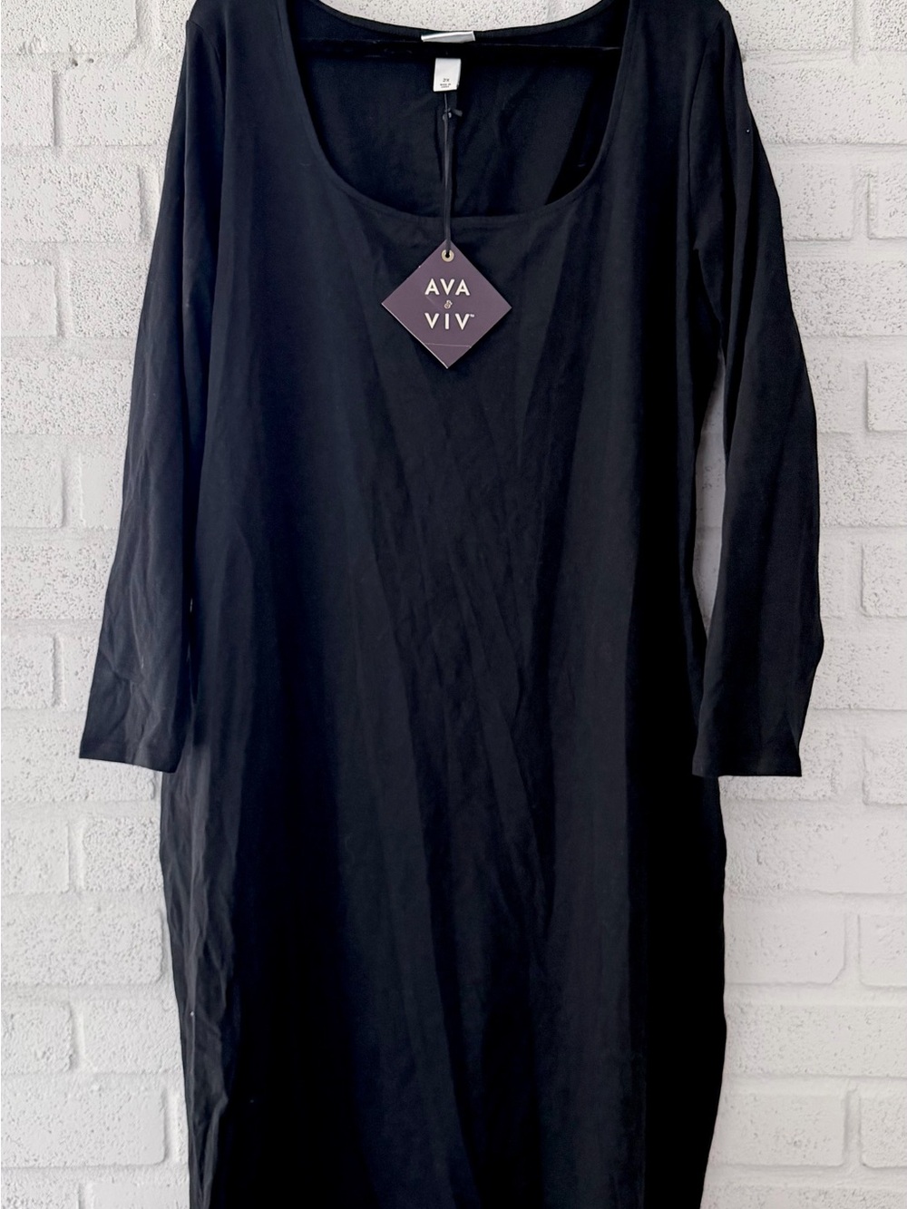 Ava & Viv Black Scoop Neck Dress Mido Dress + NWT 2X Plus Size
